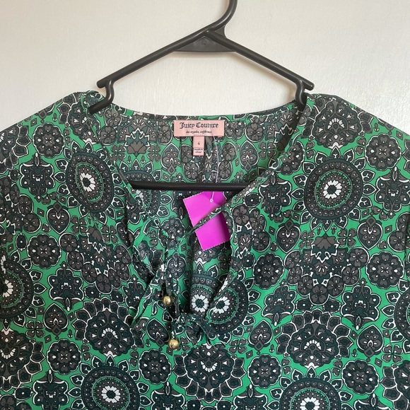 Juicy Couture Tie Front Floral Blouse - Size 4 - Picture 3 of 10